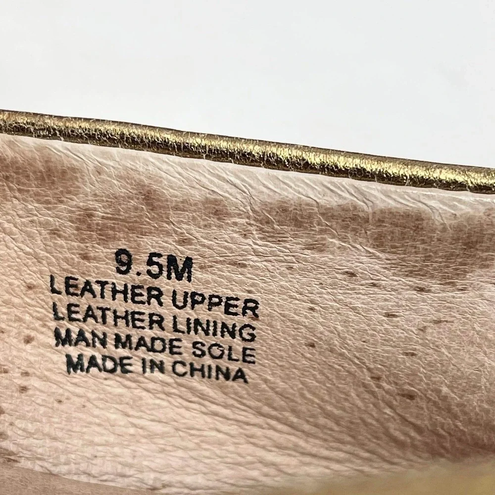 Nurture Leather Flats Wms 9.5 Rusty Brown Espadrille Gold Trim Boho Western‎